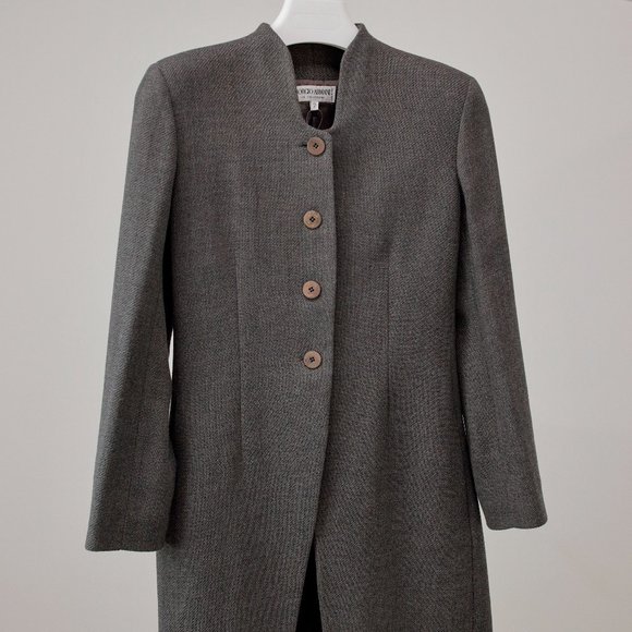 Giorgio Armani Grey Mandarin Collar Coat